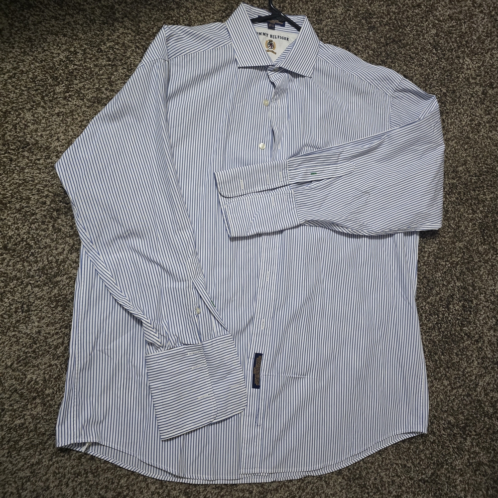 Tommy Hilfiger Blue Striped Button Down Shirt